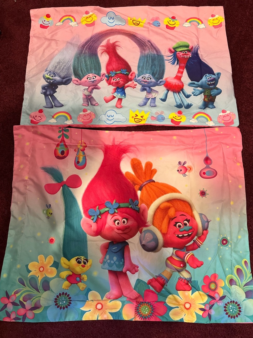 Trolls Printed Pillowcase Set - Bright Pink & Teal